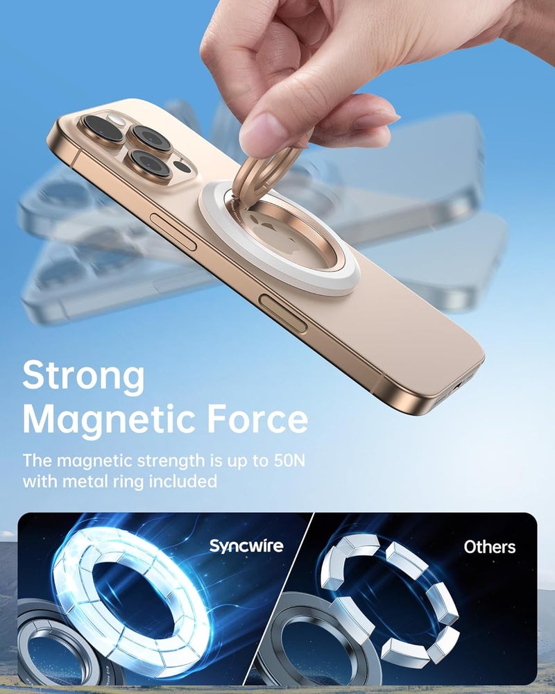 Syncwire for MagSafe Ring Phone Holder, 360° Rotation Magnetic Cell Phone Grip Dual-Sided Magnets Phone Ring Kickstand Compatible with iPhone 17 16 15 14 13 12 Pro Max MagSafe, Android, Samsung etc. - Image 4